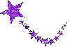 a glittery purple star with a little trail of smaller purple stars after it