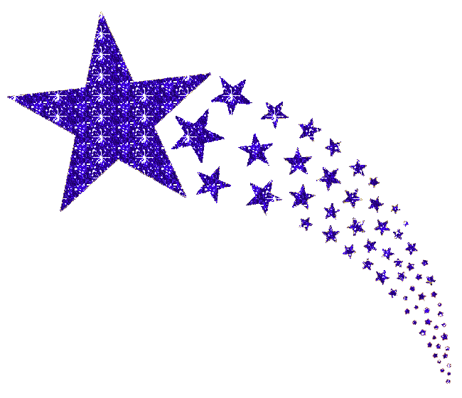 another big glittery purple star gif with stars trailing after it